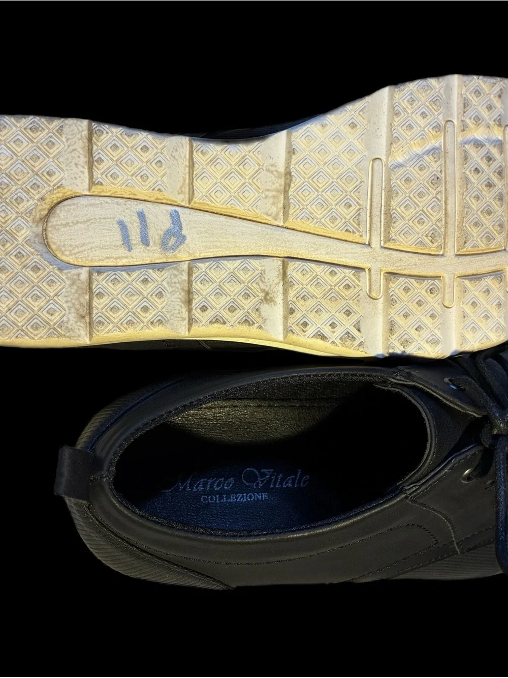 Men's Black Casual Derby Shoes with Lace-Up Closure White Sole Size 13